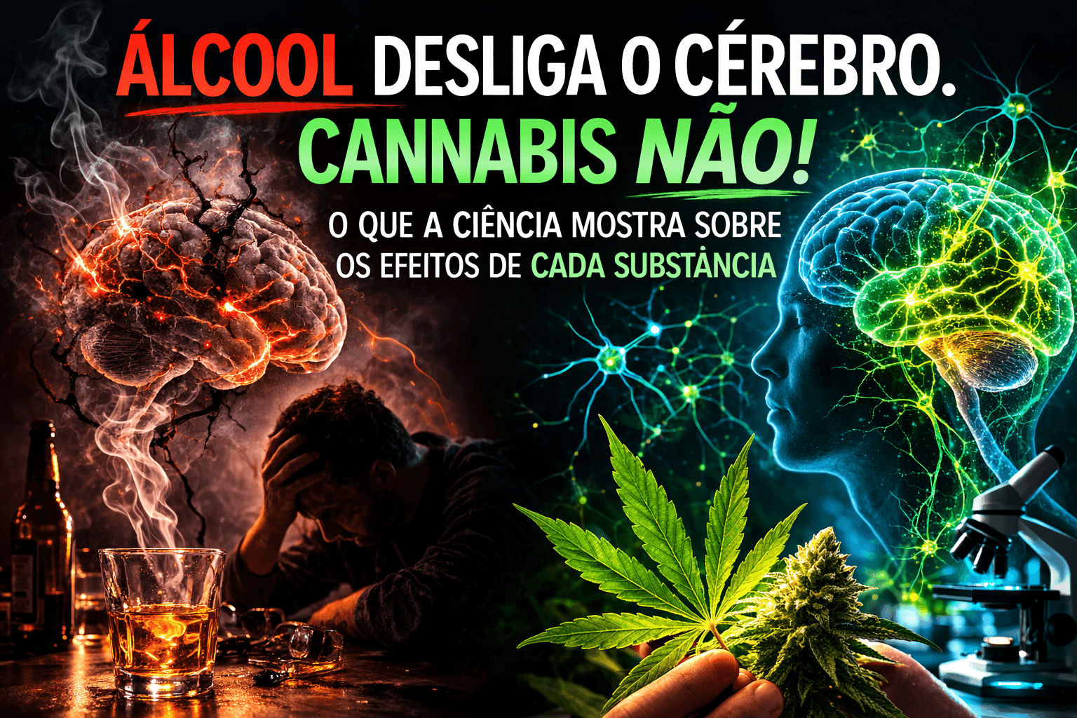 Estudos científicos analisam diferenças entre efeitos do álcool e da cannabis no cérebro