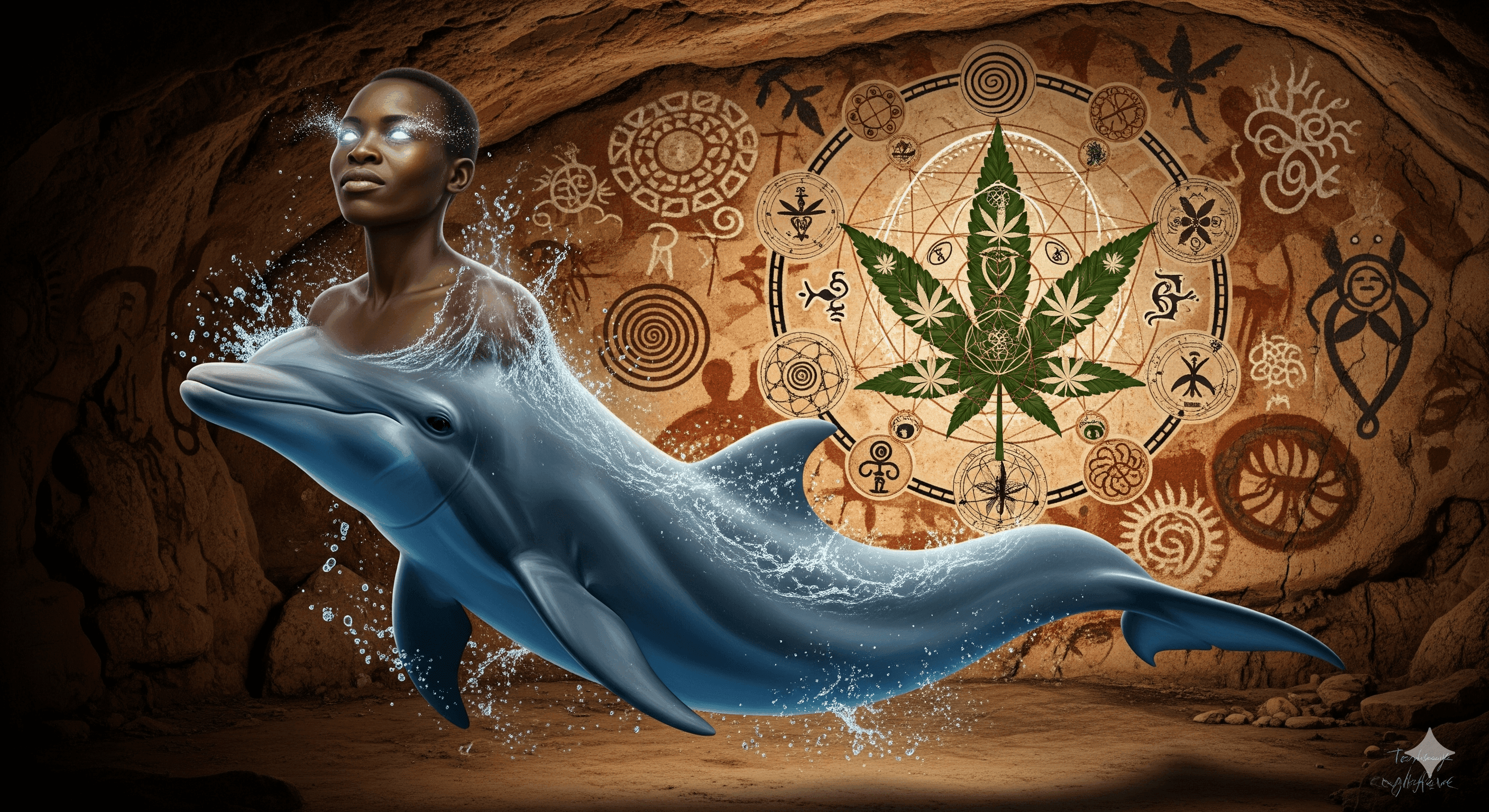 Na tradição xamânica africana, alguns povos eram transformados em seres metade humanos, metade golfinhos, portadores de conhecimentos de outros mundos | Ilustração: IA